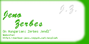 jeno zerbes business card